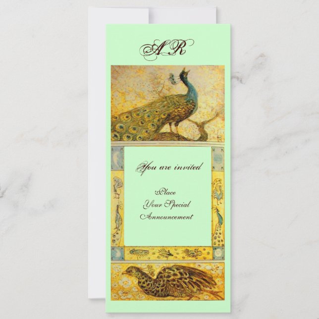 Invitation MONOGRAMME PERRUCHES AMOUR MARIAGE ,marron vert ja (Devant)