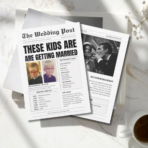 Invitation Monogramme personnalisé, mariage de journal amusan