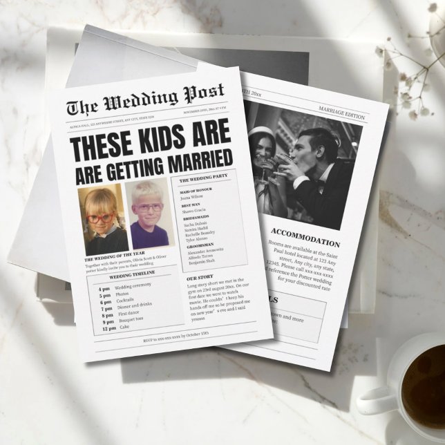 Invitation Monogramme personnalisé, mariage de journal amusan (Créateur téléchargé)