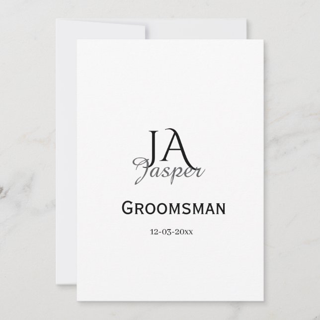 Invitation Monogramme personnalisé témoin nom date (Devant)