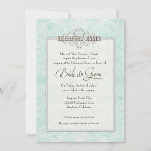 Invitation Monogramme personnalisé Vintage Dentelle Damas Loo