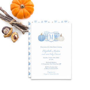 Invitation Monogramme Petit Citrouille Sur Le Chemin Baby sho