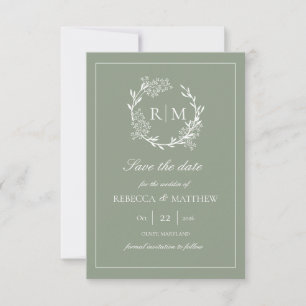 Invitation Monogramme photo de blason floral élégant