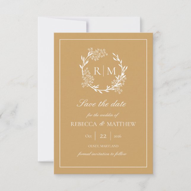 Invitation Monogramme photo de blason floral élégant (Devant)
