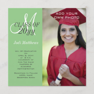 Invitation Monogramme photo verte