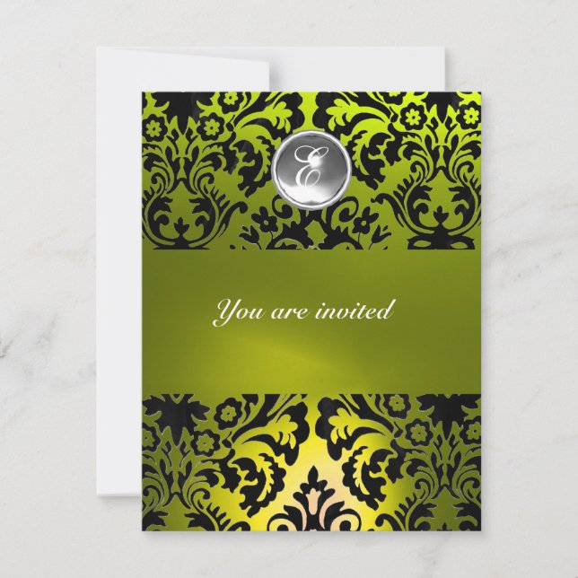 INVITATION MONOGRAMME PIERRE GEMME EN DAMAS NOIR ET JAUNE (Devant)