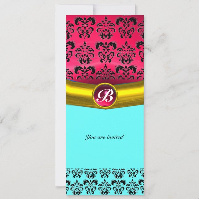 INVITATION MONOGRAMME PIERRE PRÉCIEUSE DAMASK (Devant)