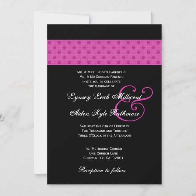 Invitation Monogramme Pois rose (Devant)
