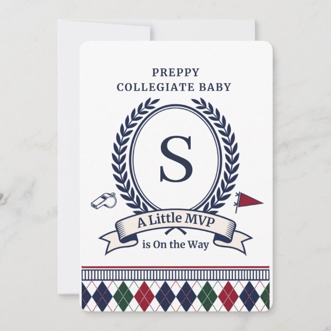 Invitation Monogramme Préparatoire Universitaire | Baby Showe (Devant)