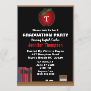 Invitation Monogramme Professeur Chalkboard Graduation Party