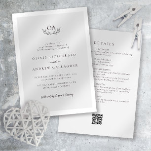 Invitation Monogramme QR Code tout en un Mariage