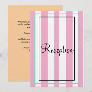 Invitation Monogramme rayures rose blanc bleu Réception