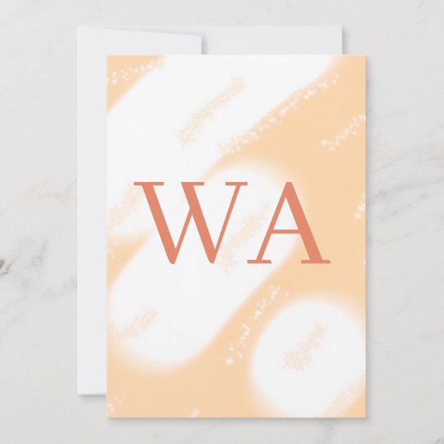Invitation Monogramme rétro gras blanc orange pêche pastel no (Devant)