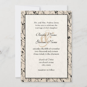 Invitation Monogramme Romantique corail rose Mariage