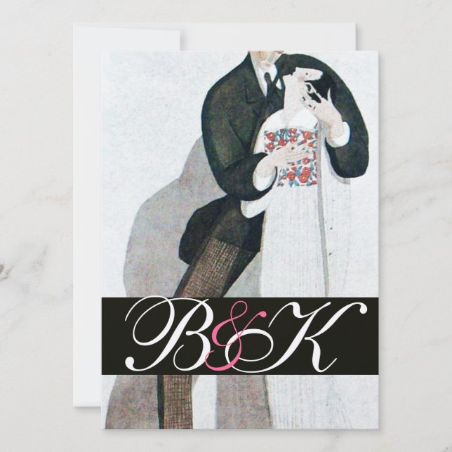 INVITATION MONOGRAMME ROMANTIQUE DE MARIAGE ET DE GROUPE (Devant)