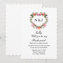 Monogramme Romantique Rose Floral Heart Bridesmaid