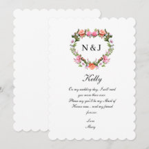 Monogramme Romantique Roses Floral Coeur Maid Of H