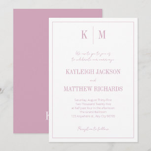 Invitation Monogramme Rose Dusty classique Mariage élégant