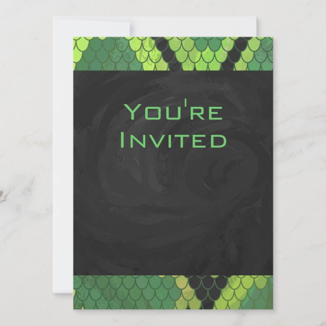 Invitation Monogramme Serpent vert et noir (Devant)