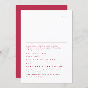 Invitation Monogramme simple élégant Magenta rouge