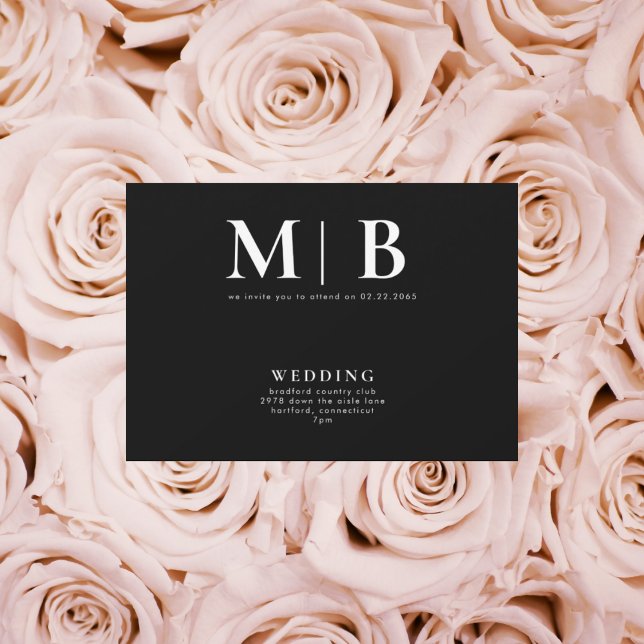 Invitation Monogramme simple et élégant B/W Aucun parent Invi (Créateur téléchargé)