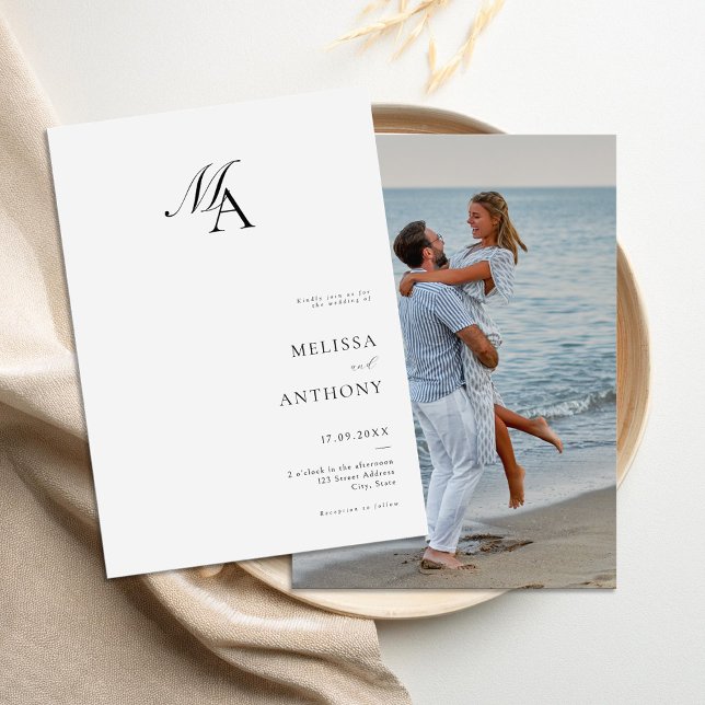 Invitation Monogramme simple et élégant Mariage photo moderne (Créateur téléchargé)