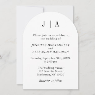 Invitation Monogramme simple moderne noir et blanc Nom du cou