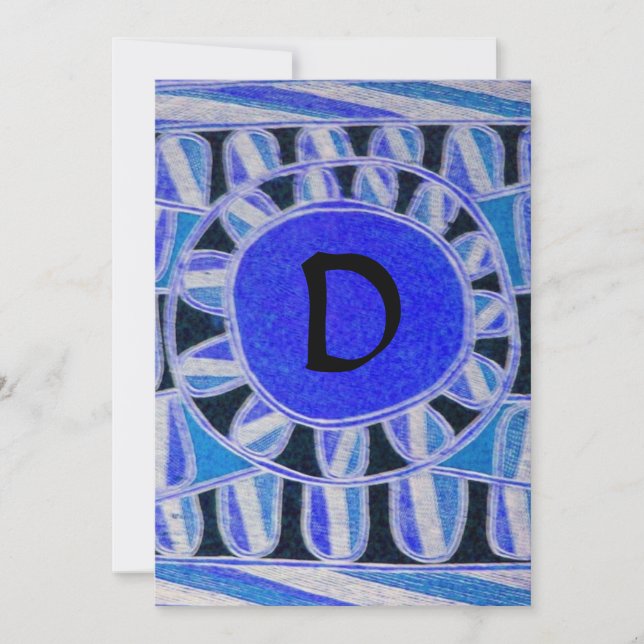 Invitation MONOGRAMME SOLAIRE, bleu turquoise noir blanc vif (Devant)