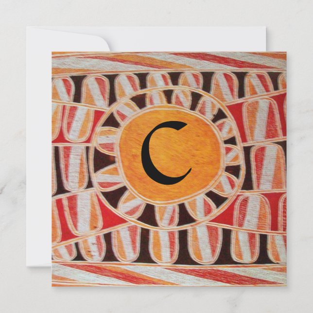 Invitation MONOGRAMME SOLAIRE, jaune orange noir blanc vif (Devant)