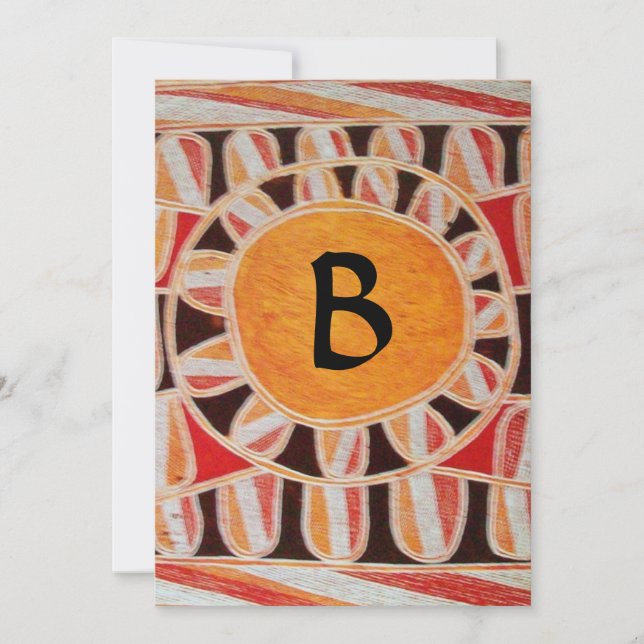 Invitation MONOGRAMME SOLAIRE, jaune orange noir blanc vif (Devant)