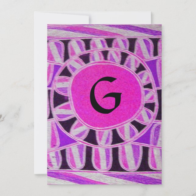 Invitation MONOGRAMME SOLAIRE, rose violet noir blanc champag (Devant)
