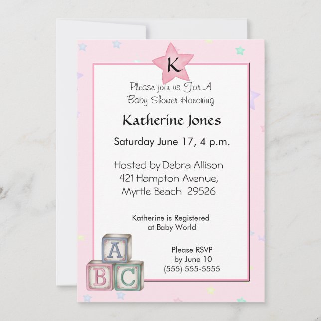 Invitation Monogramme Star Baby Blocks (Devant)