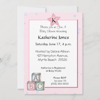 Invitation Monogramme Star Baby Blocks