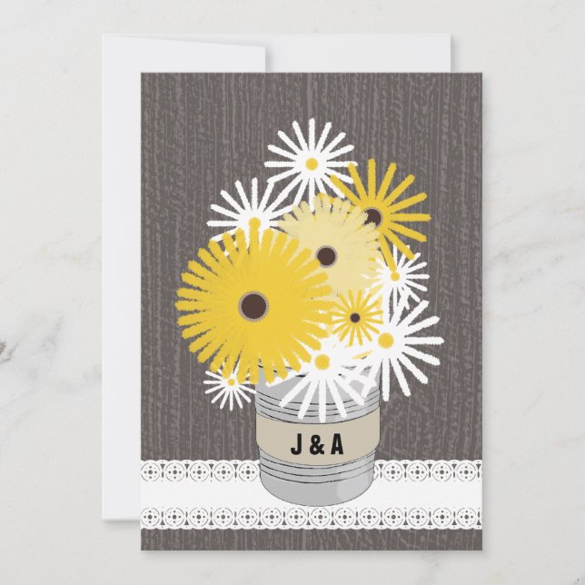 Invitation Monogramme Tin Can Daisers & Black Eyed Susans (Devant)