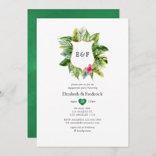 Invitation Monogramme Tropical Summer Beach Engagement Party