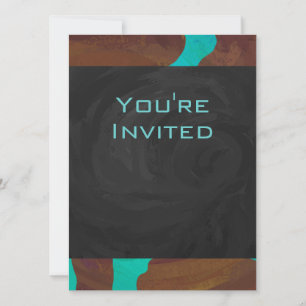 Invitation Monogramme Vache Imprimer Brown et Turquoise
