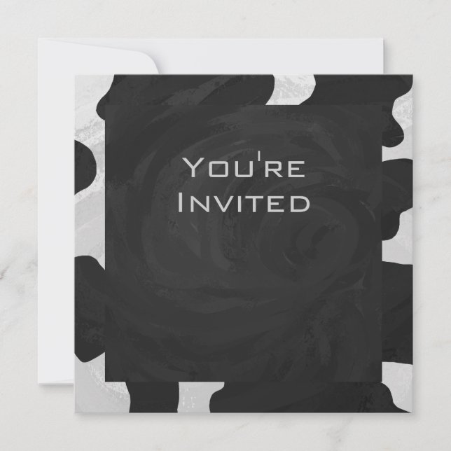Invitation Monogramme vache noir et blanc (Devant)