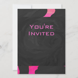 Invitation Monogramme vache rose chaud et noir