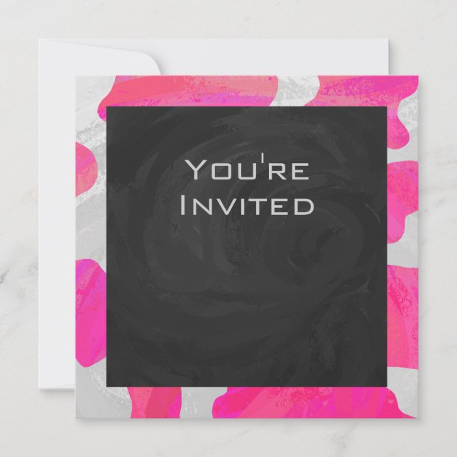 Invitation Monogramme Vache rose et blanc chaud (Devant)