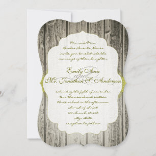 Invitation Monogramme Vert Accents Grange rustique Mariage en