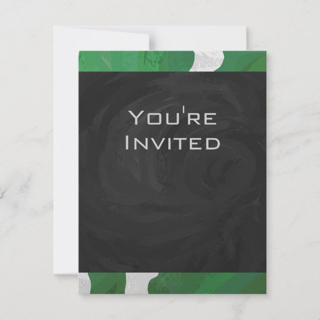 Invitation Monogramme vert et blanc de vache (Devant)