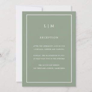 Invitation Monogramme vert minimal Sage Simple Mariage élégan