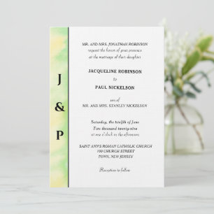 Invitation Monogramme vert tropical minimaliste