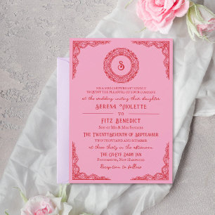 Invitation Monogramme vintage en dentelle dessinée à la main