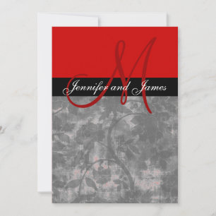 Invitation Monogramme Vintage Floral rouge