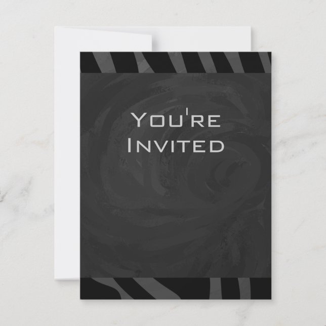 Invitation Monogramme Zebra Noir et gris (Devant)