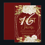 Invitation Monogrammed Sweet 16 Vin de fleurs d'ivoire<br><div class="desc">Invitations de Quinceanera avec sucre monogrammé 16</div>