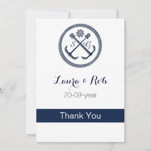 Invitation Monogrammes Ancres, Mariage nautique