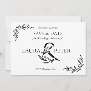 Invitation Monogrammes de mariage élégants avec esperluette f