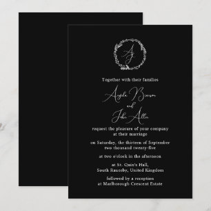 Invitation Monogrammes floraux minimaux élégants